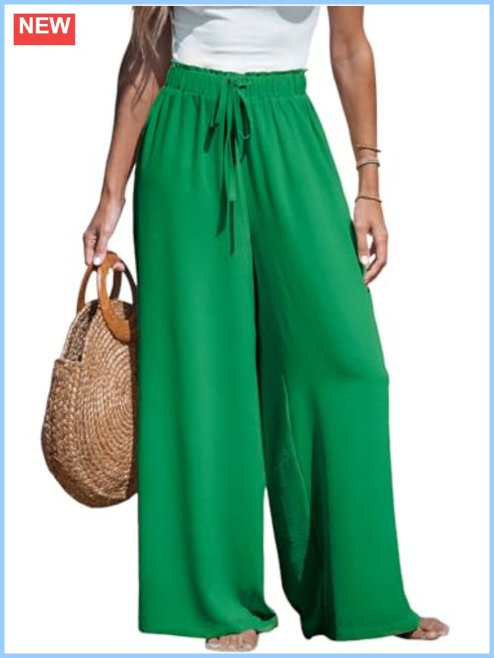 CUPSHE Women's Wide Leg Palazzo Pants Smocked High Waist